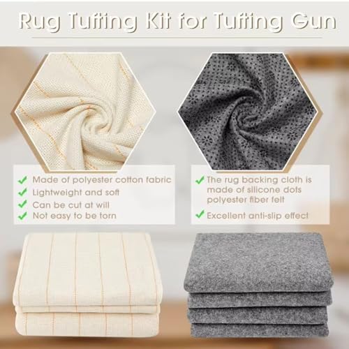 Kit de fabrication de tapis avec outils et dos antidérapant pour tufting