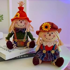   Juegoal-2-Pack-Fall-Tabletop-Decorations-Plush-Scarecrows-Thanksgiving-Harvest-Handmade-Doll-Autumn-Shelf-Sitters-Figurine-Gifts-Home-Table-Centerpieces-Housewarming-Present-Holiday-Decor-Shape-B