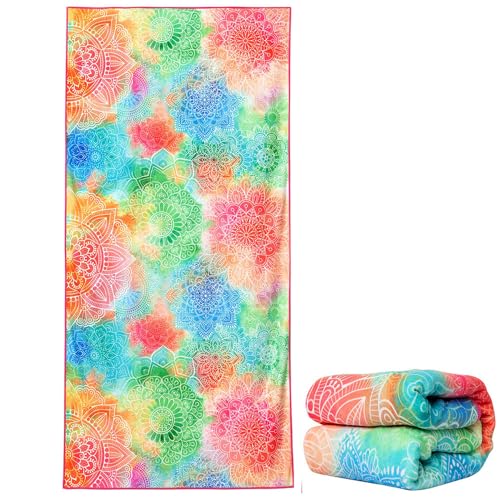 stampringt Extra Large Cute Boho Tie Dye Beach Towels for Adult Girls, Big Oversized Thick Microfiber Terry Cloth Sandproof Quick Dry 30 x 60