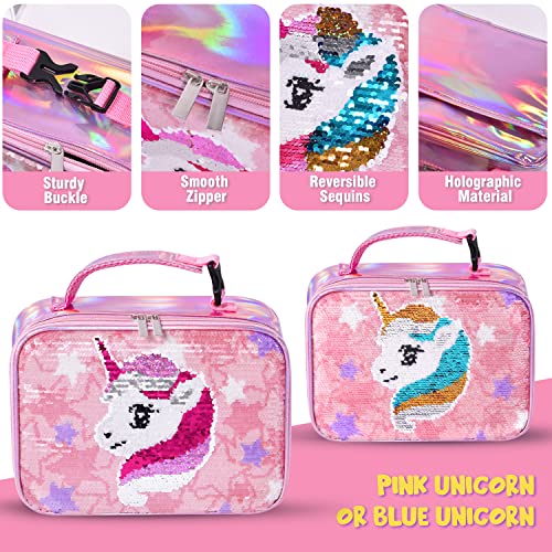 Mochila infantil - Mochila escolar brilhante para crianças e meninos, rosa, Lantejoulas Unicór 4 51gORBiD7BL