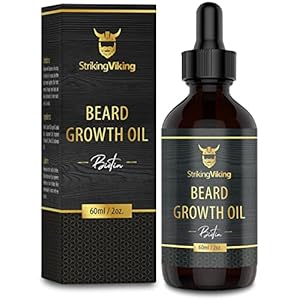 Striking Viking Beard Growth Oil with Biotin – Thickening and Conditioning Beard Oil Growth – Naturally Derived Beard Serum for Facial Hair Growth for Men, 2 Fl Oz (Pack of 1) Sandalwood