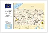 13x19 Pennsylvania General Reference Wall Map - Anchor Maps USA Foundational Series - Cities, Roads, Physical Features, and Topography [Rolled]