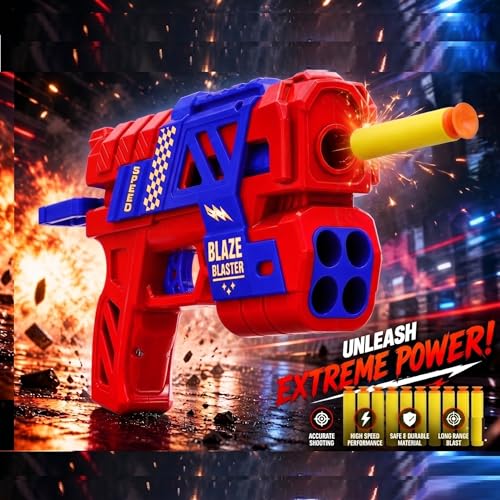 Image of Blaze Blaster Soft Bullet Toy Gun for Kids with 10 Foam Darts | Safe Foam Dart Shooting Blaster for Boys & Girls | Indoor Outdoor Target Game Toy Gift for Kids Age 5+ Years