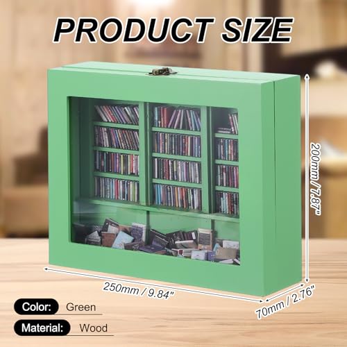 Estantería miniatura de madera verde para decorar rincones de lectura y escritorios nórdicos 3