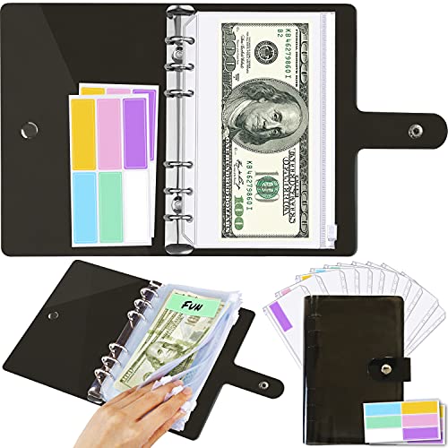 Image of Black Money Organizer for Budgeting, Cash Binder with Envelopes, Budget Binder & Envelopes for Men, Practical Solution for Managing Finances, Cash Envelope System for Personal Budgeting