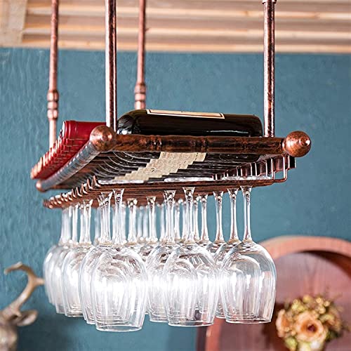 Casier à vin de plafond de 100x30cm réglable avec un support de verre suspendu