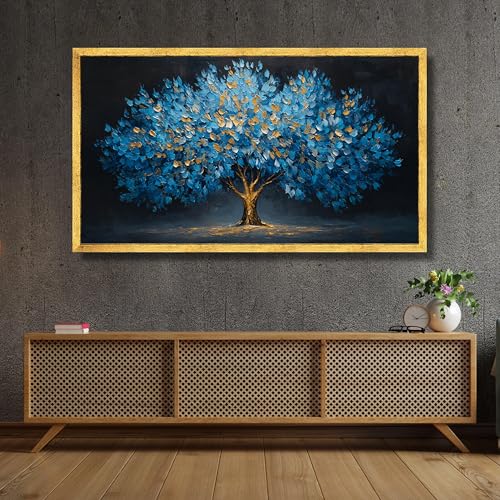 Grande affiche de paysage bleu or pour décoration intérieure chic - 4