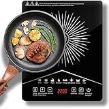 Parrilla de Induccion, Potente 2200W, 8 Niveles de Potencia & Temperatura, Temporizador, Estufa de Induccion con 8...