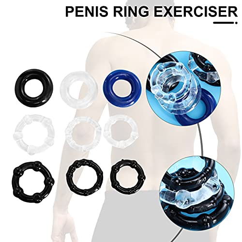 HEALLILY 9Pcs Silicone Pennis Ring Mannelijke Erectie Exerciser Scrotum Bondage Ring Verlengen Flirten Speelgoed Voor Mannelijke Volwassenen Lover Sm Bdsm Product - Image 6