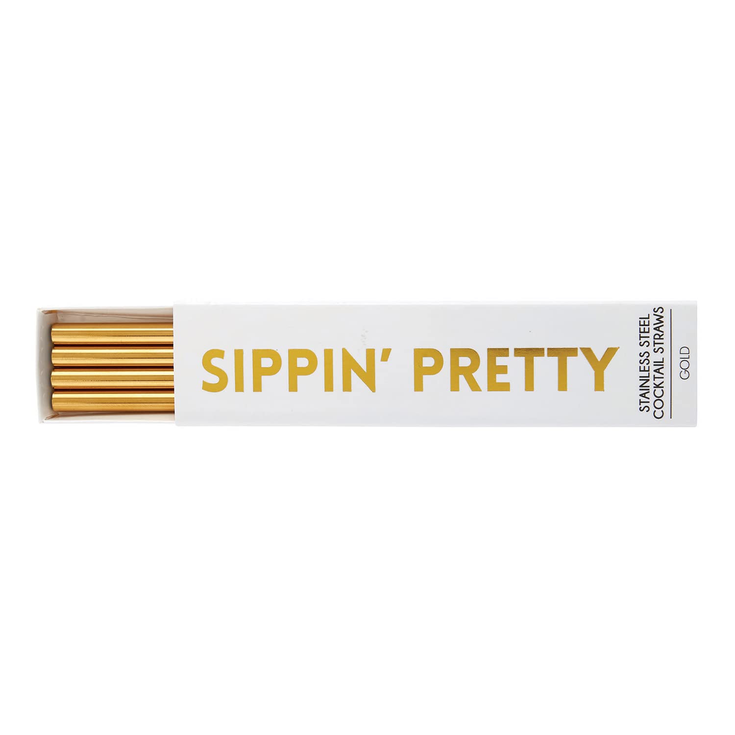 SANTA BARBARA DESIGN STUDIOSippin' Pretty 4-Pack Stainless Steel Straws, 5" Long, Gold