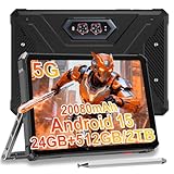 HOTWAV R9 Ultra 5G Rugged Tablet, 24GB + 512GB/TF 2TB Android 15 Tablet with Pen, 11 Inch 2K FHD+ Waterproof Tablets, 20080mAh, 64MP+20MP, Octa-Core, Dual SIM/Gemini AI /IP68&IP69K/Face ID/OTG/WLAN 5
