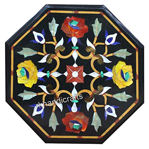 12 x 12 Inches Marble Coffee Table Top Inlay with Flower Design Bed Co