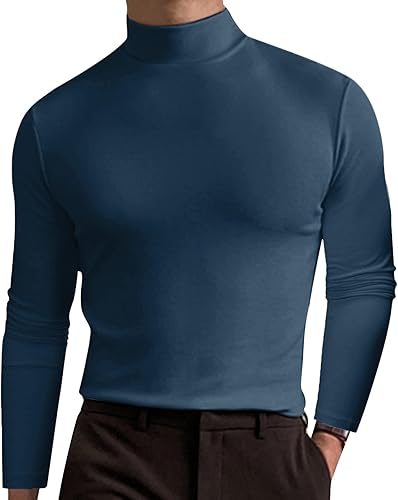 WYUTX Men's Turtle Neck Shirts Lightweight Mock Turtleneck Sweater Long Sleeve Knitted Slim Fit T Shirts Basic Underwear Tops
