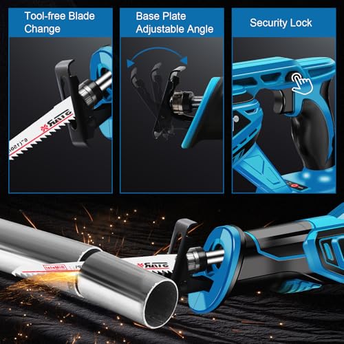 ZUYIYI Cordless Reciprocating Saw for Makita 18V Battery Electric Brushless Reciprocating Saw, Variable Speed Power Saw Keyless Blade Clamp w/14 Blades for Wood Metal PVC Cutting(Battery NOT Included) - Thumbnail 5