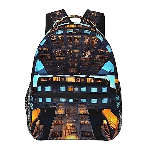 Sac à dos de voyage décontracté motif cockpit d'avion pour homme et femme