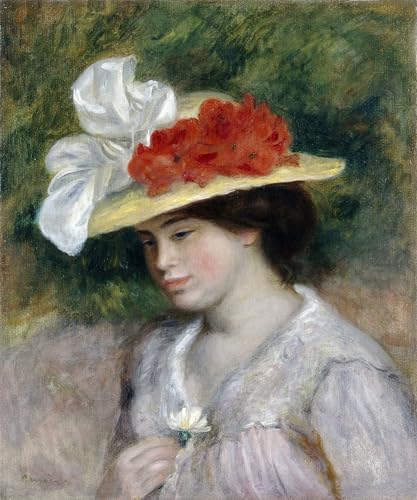Tableau d'art Renoir Femme au chapeau fleuri | Grand poster mural vintage de 60x90cm