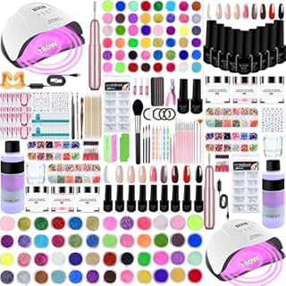 Milai Kit Unghie Gel Completo-180 W Lampada UV,Kit Ricostruzione Unghie Gel Completo con Fresa per Unghie,Kit Semipermanente Unghie