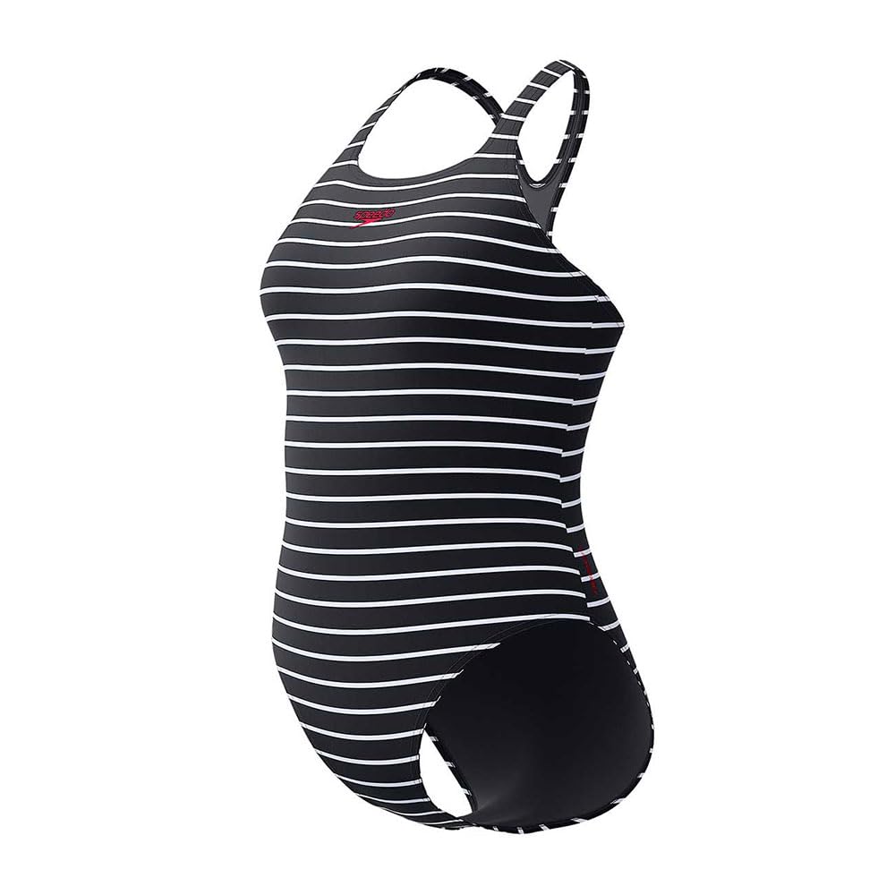 Speedo Black/White Endurance+ Printed Medalist Swimsuit - Uk Size 30