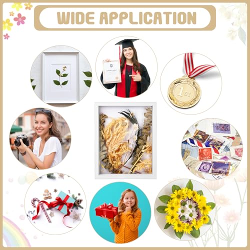 Geetery 24 Pack 5x7 Shadow Box Small Shadow Box Bulk Display Case Wood Picture Frame with Acrylic for Photos Dried Flower Tickets Sports Memorabilia Wedding Bouquets Awards(White)