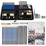 k Kwokker Sketching Pencils for Drawing, Art Supplies 41pcs Artist Kit with Graphite Pencils, Pastel Pencil, Charcoal Pencils, Charcoal Sticks, Graphite Stick, Eraser, Sharpener, Sketch Book for Child