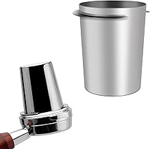 Dosing Cup: Espresso Dosing Cup, 58mm Coffee Dosing Cup, Stainless Steel Generic Coffee Portafilter, Powder Receiving Cup Compatible with All 58mm Portafilter Baskets (Silver)