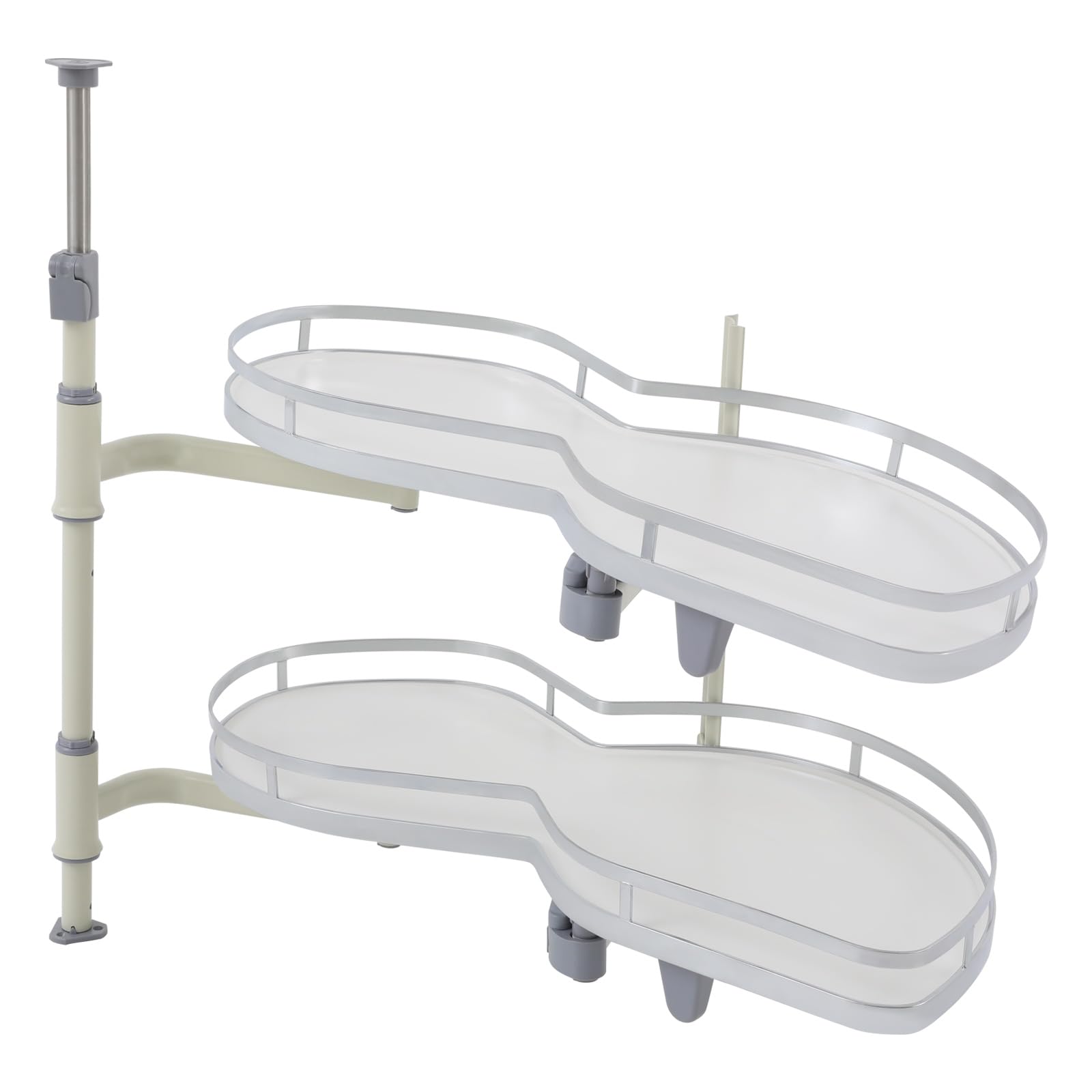 WATEBATH Blind Corner Cabinet Pull-out Organizer, 2-Tier Height Adjustable Right Blind Corners Cabinet Storage Container with Push-pull Handles for Installation at a Blind Corner Kitchen Cabinet