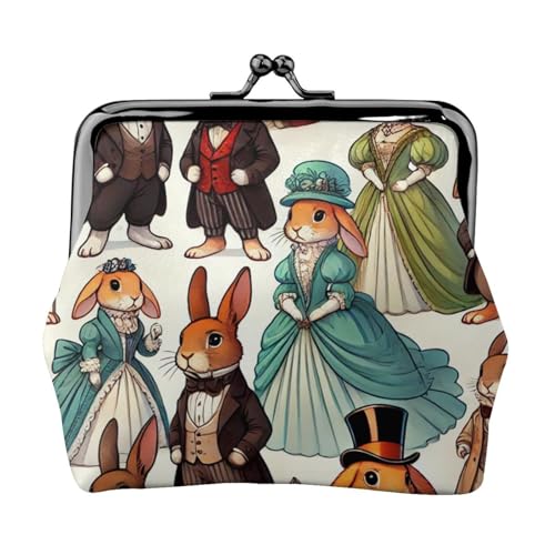 Pu Leather Buckle Coin Purse Aristocratic-Rabbits Girls Kiss-Lock Change Purse Wallets
