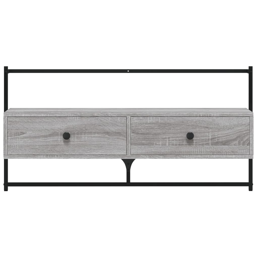 Armario de TV Sonoma gris 100,5 x 30 x 51 cm de madera – Mueble de TV colgante para salón, moderna mesa de televisión con cajones, mueble bajo flotante montado en la pared