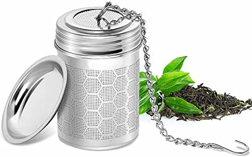 Tea Infuser, Tea Strainer 304 Stainless Steel Tea Filter Honeycomb Design Extra Fine Mesh Loose Leaf Tea Steeper with Extended Chain Hook Small 210601-2