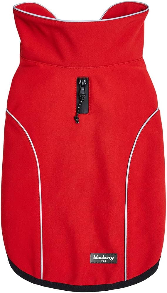 Windproof Waterproof Reflective Softshell Dog Jacket, Red, Size 16