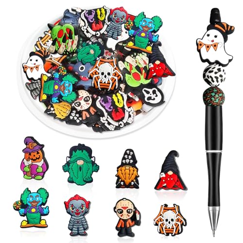Skalamio 30Pcs Silicone Focal Beads for Pens Silicone Beads for Keychain Making DIY Crafts Necklace Bracelet Jewelry