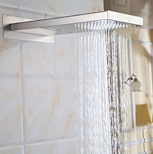 Pommeau de douche pluie et cascade mural Gowe en nickel brossé