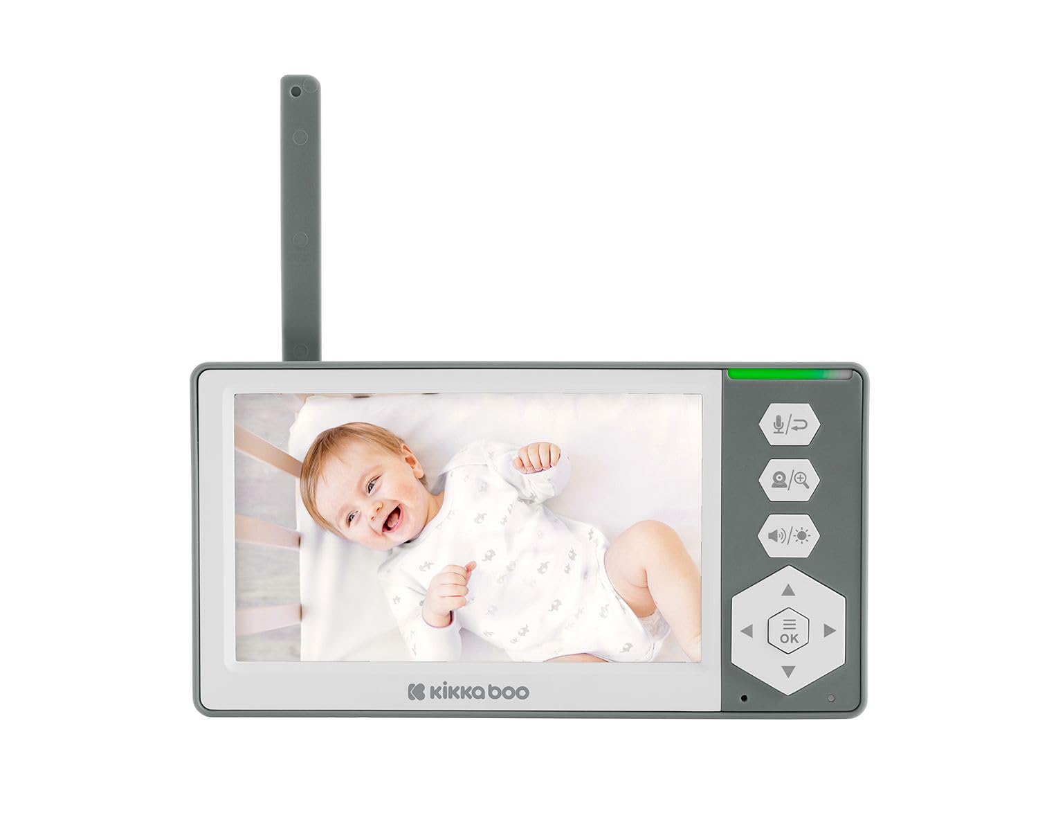 Kikka Boo, babyphone Ady Pantalla de 4,3 pulgadas Modo ECO Cunas Visión Nocturna, Colores: Gris