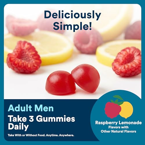 SmartyPants Men's Multivitamin Gummies with Omega 3 DHA/EPA, Methylfolate, Vitamin D3, C, B12, B6, A, K, Zinc, Raspberry Lemonade Flavor, 90 Count (30 Day Supply) - image 5