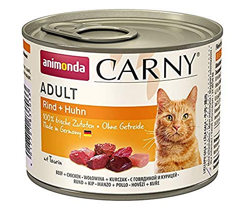 Animonda Carny Adult kattenvoer, nat voer voor volwassen katten, rund + kip, 6 x 200 g