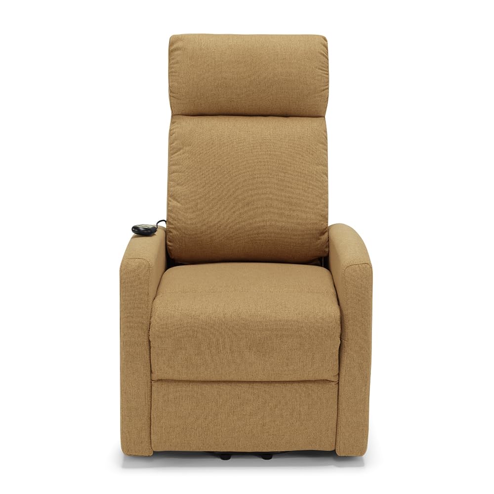 REDÒKASA Poltrona relax elettrica Seattle Plus per anziani, 1 o 2 motori, 2 o 4 ruote, Kit Optional Batteria, dimensioni contenute, tessuto antimacchia (2 Motori e 4 Ruote + Batteri, Ambra)