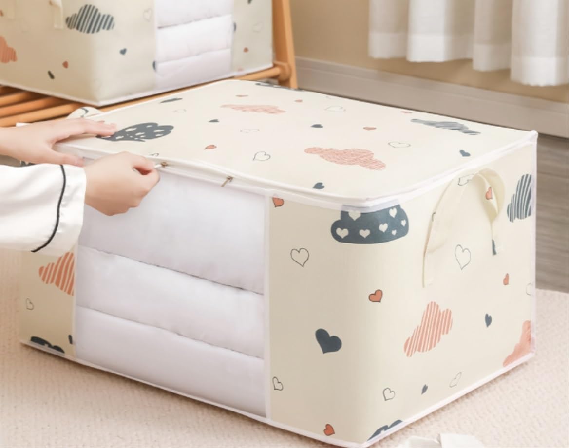 Bolsas Almacenaje Ropa Bolsas De Almacenamiento para Armario King Comforter Ropa Manta Organizadores Tela Pesada Ahorro De Espacio Organizador Armario para Edredones(A,60 * 40 * 30cm)