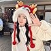 Fashion Teenager New Year Plush Earflap Hat Gloves Scarf Suits Women Winter Outdoor Warm Students Windproof Supplies Set Red