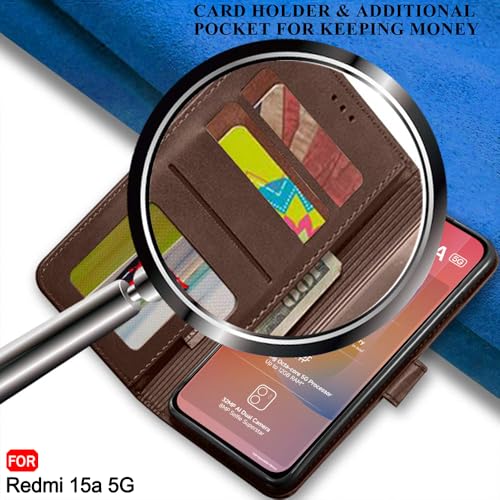 Image of TheGiftKart Flip Back Cover Case for Vivo V70 FE 5G | Dual-Color Leather Finish | Inbuilt Stand & Pockets | Wallet Style Flip Back Case Cover for Vivo V70 FE 5G (Faux Leather, Brown & Coffee)