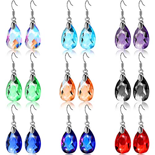 9 Pairs Drop Dangle Earrings for Women Multicolor Crystal Teardrop Dangle Halloween Drop Earring Crystal Jewelry