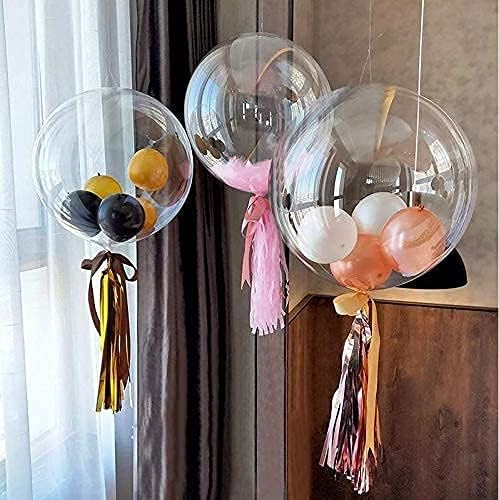 Clear Balloons, 18" Pre Stretched 15 Packs Big Stuffing Crystal Bubble Clear Bobo Balloons for Air or Helium Use - Image 4