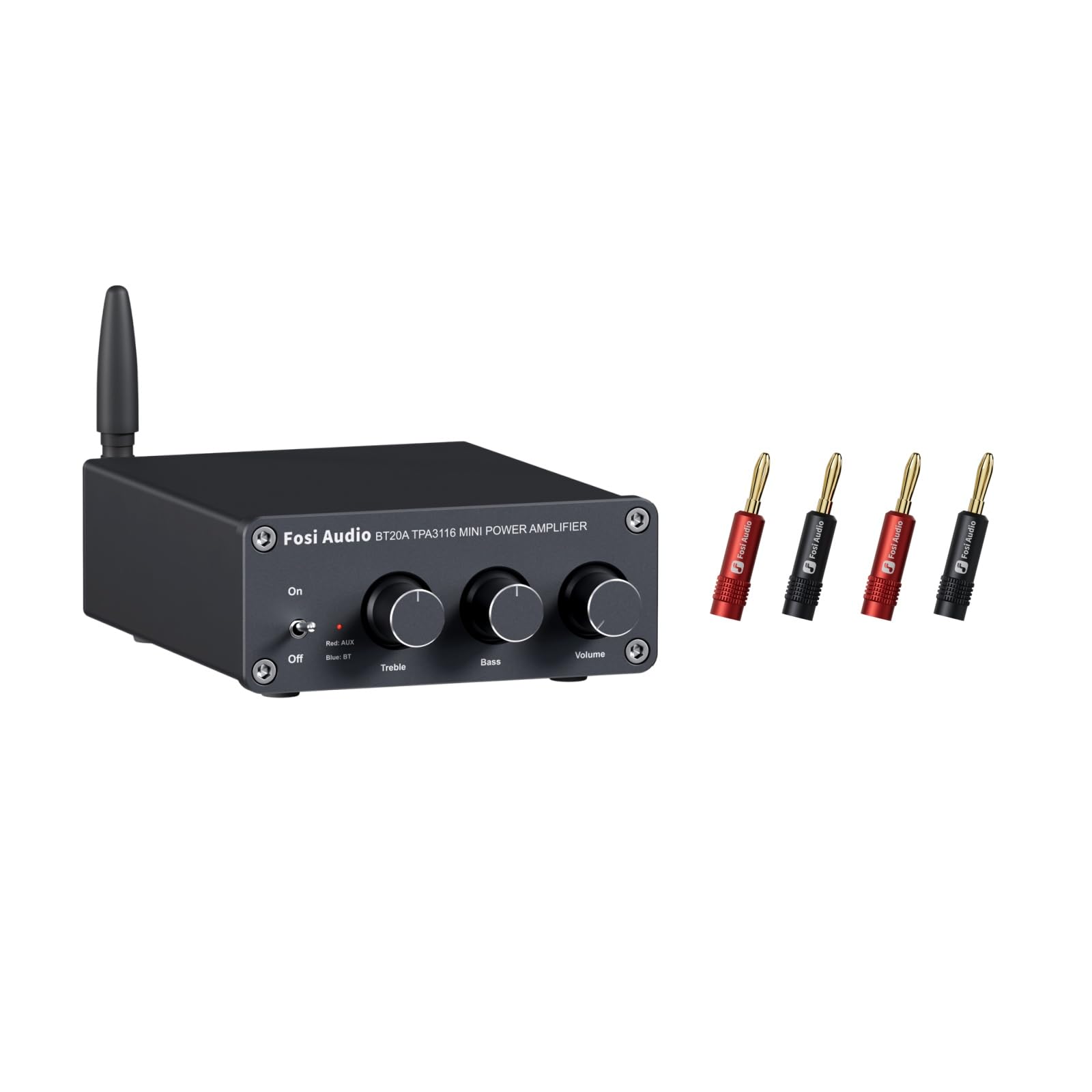 Fosi Audio BT20A Bluetooth Amplificador+Fosi Audio Conectores Banana para Cable de Altavoz
