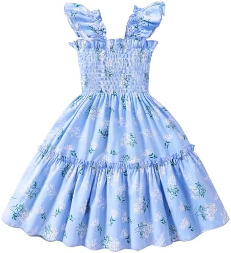 RETSUGO Little Girls Dresses Flutter Sleeve Casual Birthday Party...