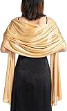 Atigy Stola für Abendkleid Seide Satin Schals und Tücher Elegante Hochzeitsschals für Damen Festlich (Champagner Gold)