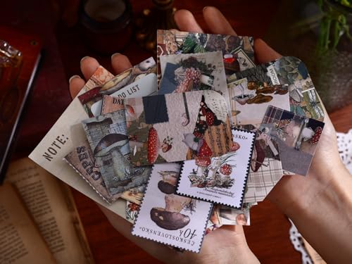 Image of WISHKEY Journal & Scrapbook Kit with A6 Notebook, Stickers, Sticky Notes, Papers, Cards, Tape Roll, Envelope, DIY Set with Vintage Aesthetic & Creative Decor Journaling Supplies, (Pack of 1, Assorted)