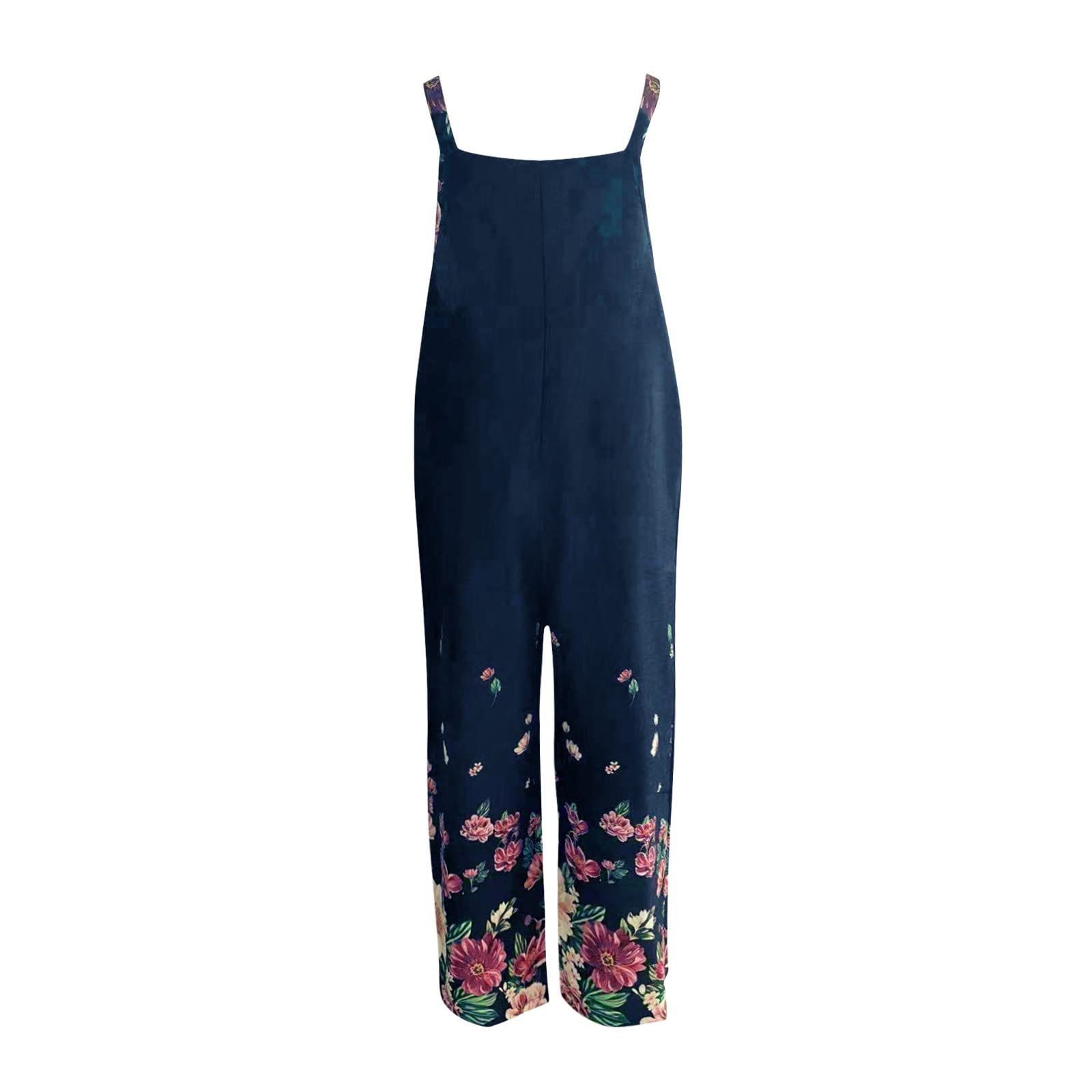 Tuta da donna con salopette per il tempo libero, motivo floreale, vestibilità ampia | Leggero, traspirante, oversize, morbido, tuta, con tasche, tuta estiva, baggy, bavaglino, pantaloni, per anziani