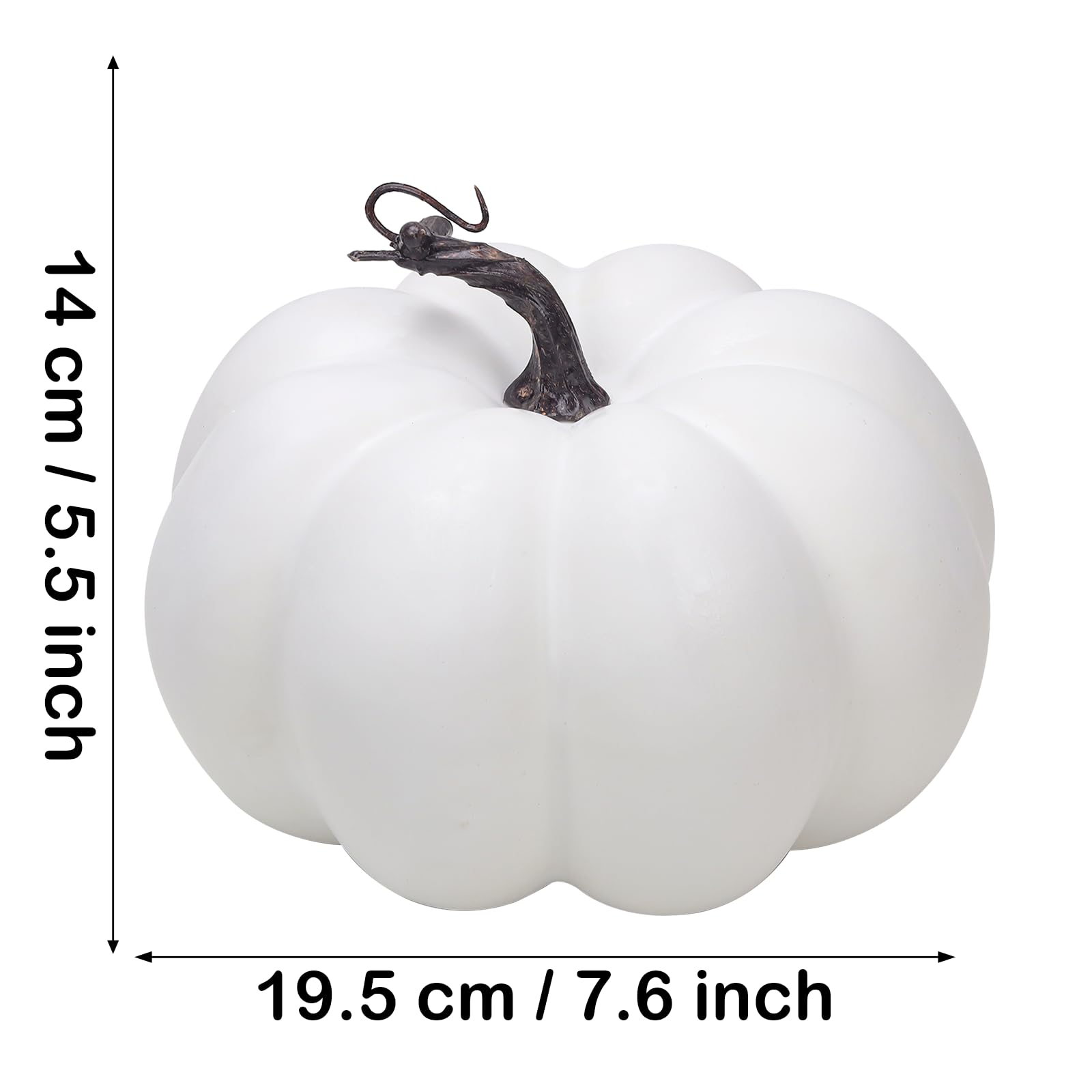 Quancru 7.6 Inch Large White Fake Pumpkin Artificial Pumpkins Fall Decor Realistic DIY Thanksgiving Halloween Festival Wedding Party Craft Ornament