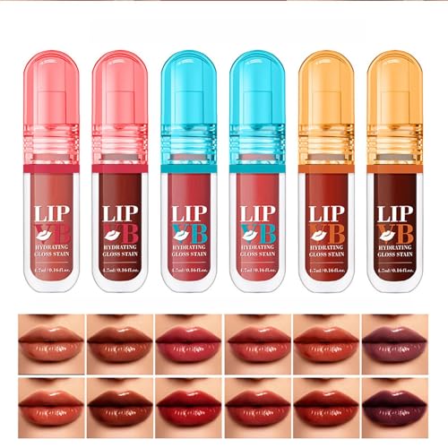 Brillo Labial Para Mujeres, 6 Unidades Bálsamo Labial No Pegajoso, Textura Ligera Para Mujeres Adultas Principiantes Entusiastas Y Expertas En Maquillaje