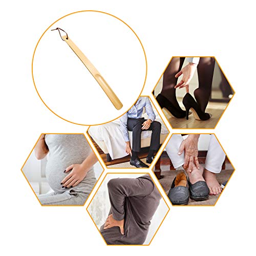 Ginkgo Wooden Shoe Horn, 15 Inch Long Shoe Horn For Seniors, Men, Women, Kids, Long Handle Shoe Horn With Loop, Shoe Spoon/Boot Horn #TOP5
