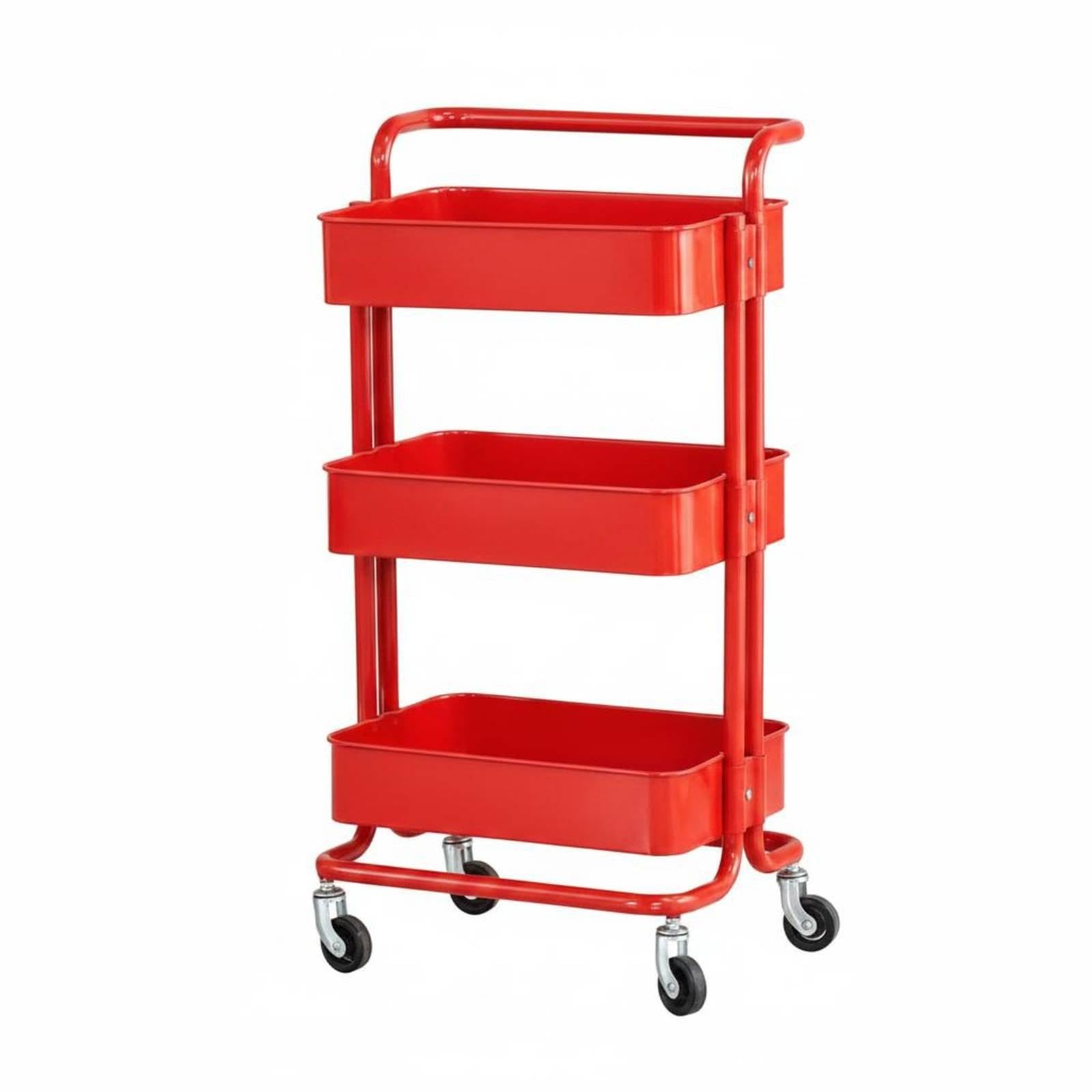 CALANDIS Hairdressing Tool Cart Movable Rolling Utility Trolley Multi-Functional 3 Tier Rolling Cart for Hair Stylists, Beauticians, Beauty Salon, Spa, Kitchen Red-image-47